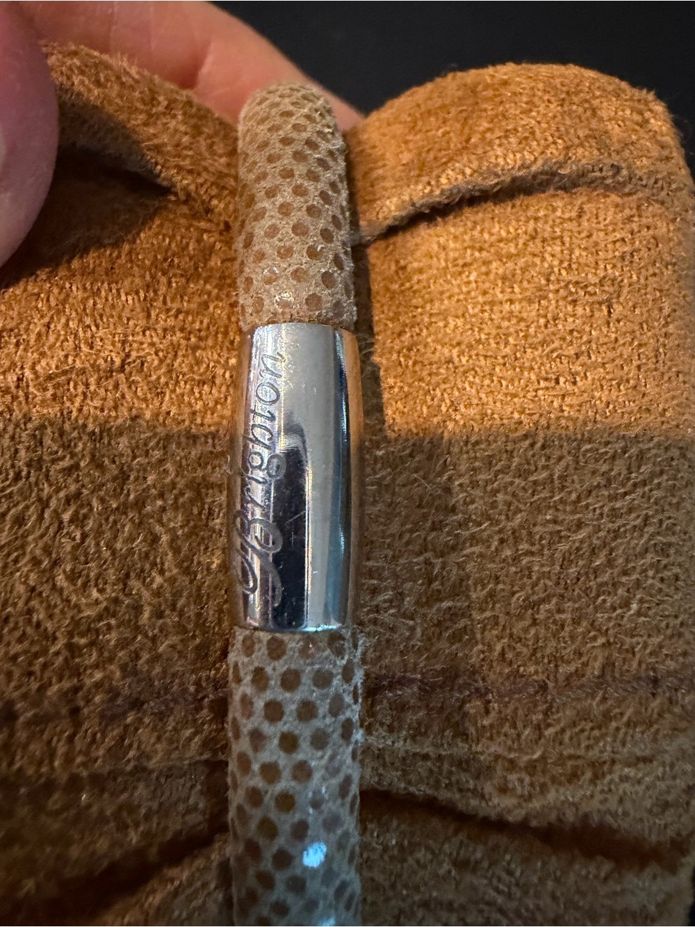 Beige Mesh Tube Bracelet with Gold Accent by Brighton - Picture 6 of 7